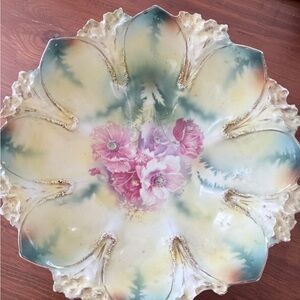 RS Prussia Antique Porcelain Scalloped Floral Bowl Molded Edge Germany Victorian